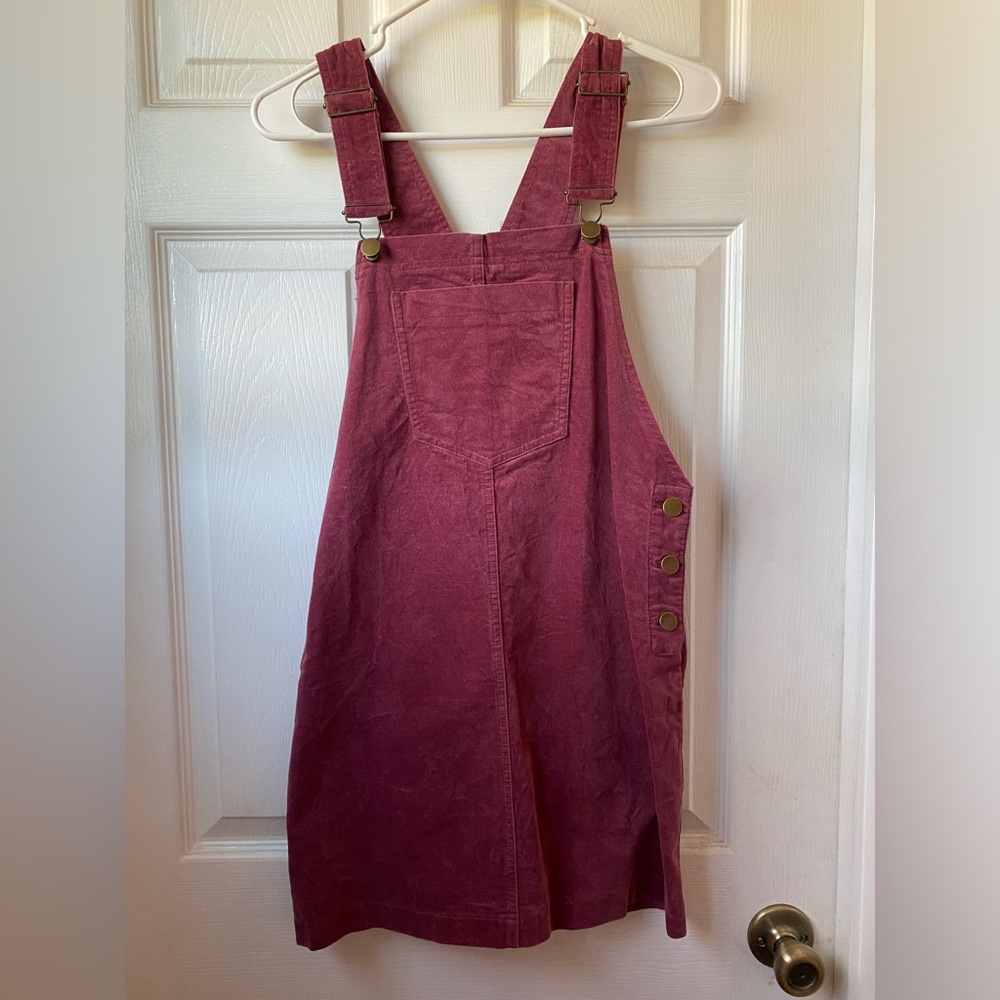 Maroon Corduroy Overall Dress
